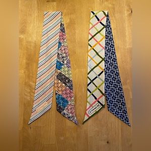 Pairs of two Coach Signature Print Silk Skinny Scarf